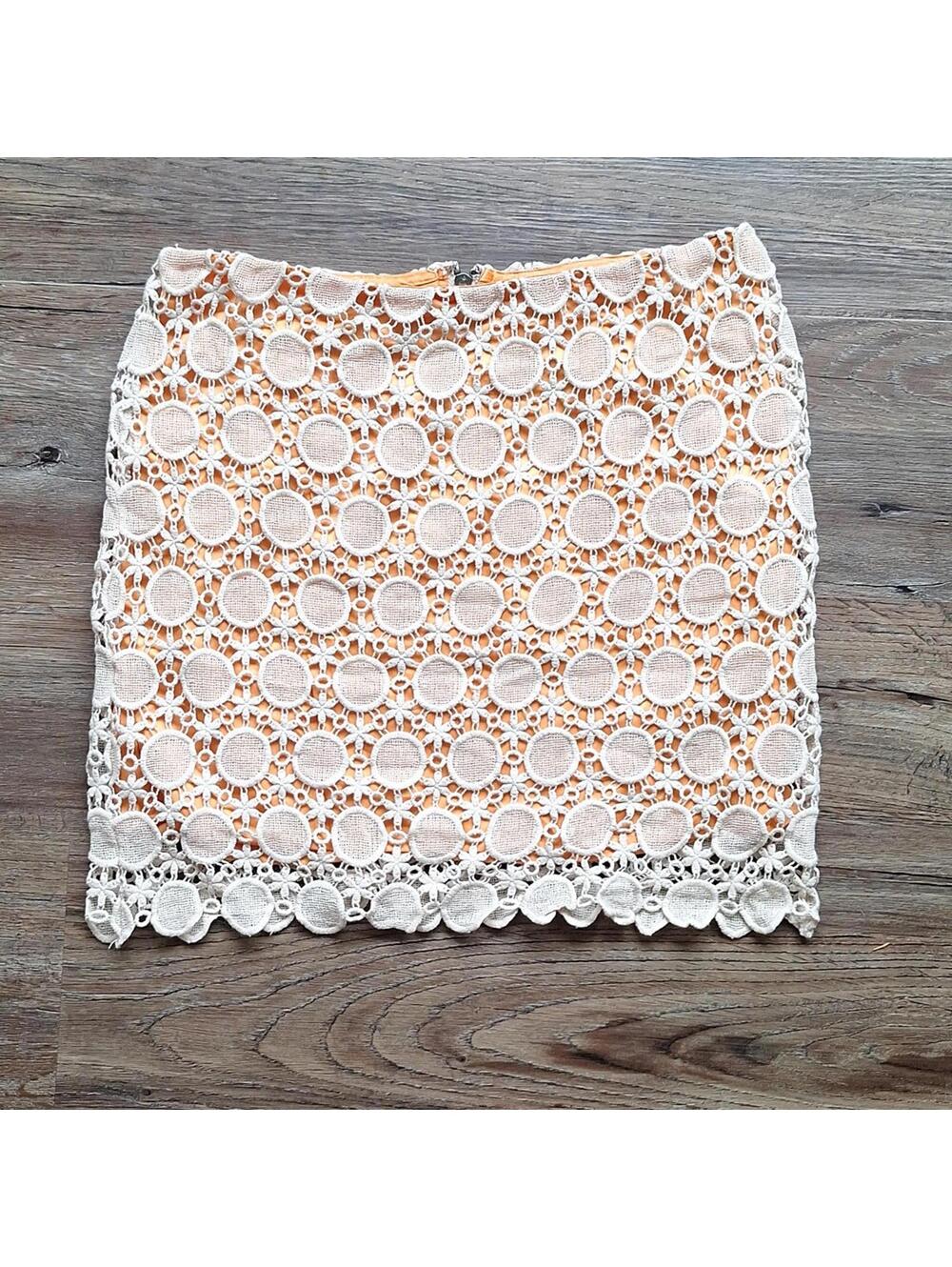 Kensie Sunbrust Pattern Crochet Overlay Skirt Size 4